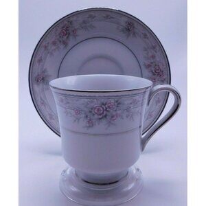 Tiffany Fine China Society K1222 Floral Pattern Footed Cup & Saucer Set Japan